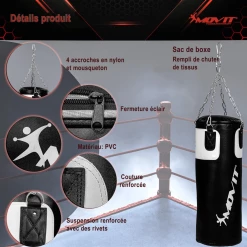 Tout neuf 🤩 Boxe Movit Kit De Boxe Movit® Avec Sac De Boxe 25 Kg, 2 Gants De Boxe 12 Oz, 2 Bandes De Ma ✔️ -Combat Sport magasin 0bf774a87c6d46289abc8a21805e2364