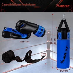 Meilleure affaire 😉 Boxe Movit Kit De Boxe Movit® Avec Sac De Boxe 5,5 Kg, 2 Gants De Boxe 8 Oz, 2 Bandes De Ma 🎁 -Combat Sport magasin 3dfe26fb45ba457e952a3a5cfbd48f43