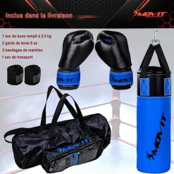 Meilleure affaire 😉 Boxe Movit Kit De Boxe Movit® Avec Sac De Boxe 5,5 Kg, 2 Gants De Boxe 8 Oz, 2 Bandes De Ma 🎁 -Combat Sport magasin 575fd3294cea4a21a0d59d25d64cc396