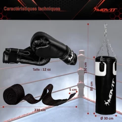 Meilleure vente 🎁 Boxe Movit Kit De Boxe Movit® Avec Sac De Boxe 25 Kg, 2 Gants De Boxe 12 Oz, 2 Bandes De Ma 🧨 -Combat Sport magasin 58a24866bdd34819862979844a75c971