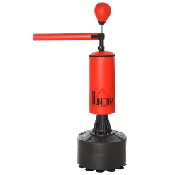 Remise ❤️ Homcom Sac De Frappe Boxe Autoportant Punching Ball Brunier 3 En 1 Rouge Noir 👏