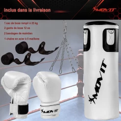 Tout neuf 🤩 Boxe Movit Kit De Boxe Movit® Avec Sac De Boxe 25 Kg, 2 Gants De Boxe 12 Oz, 2 Bandes De Ma ✔️ -Combat Sport magasin 90d14639ffed4c0986a005a2d89af67a